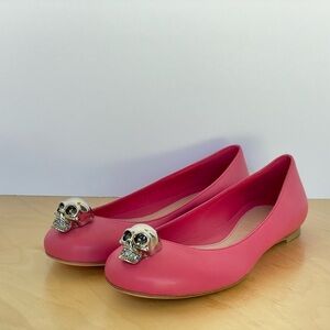Alexander McQueen Skull Leather Ballerinas Shoes NIB Pink 36.5